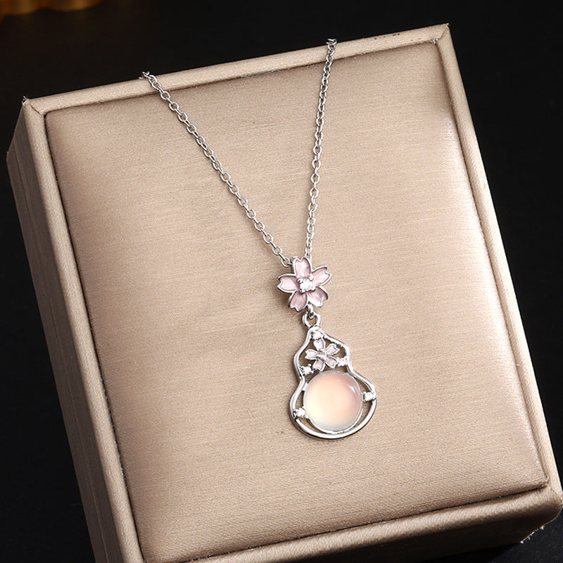 Wholesale Silver titanium steel necklace with powder zirconium inlay