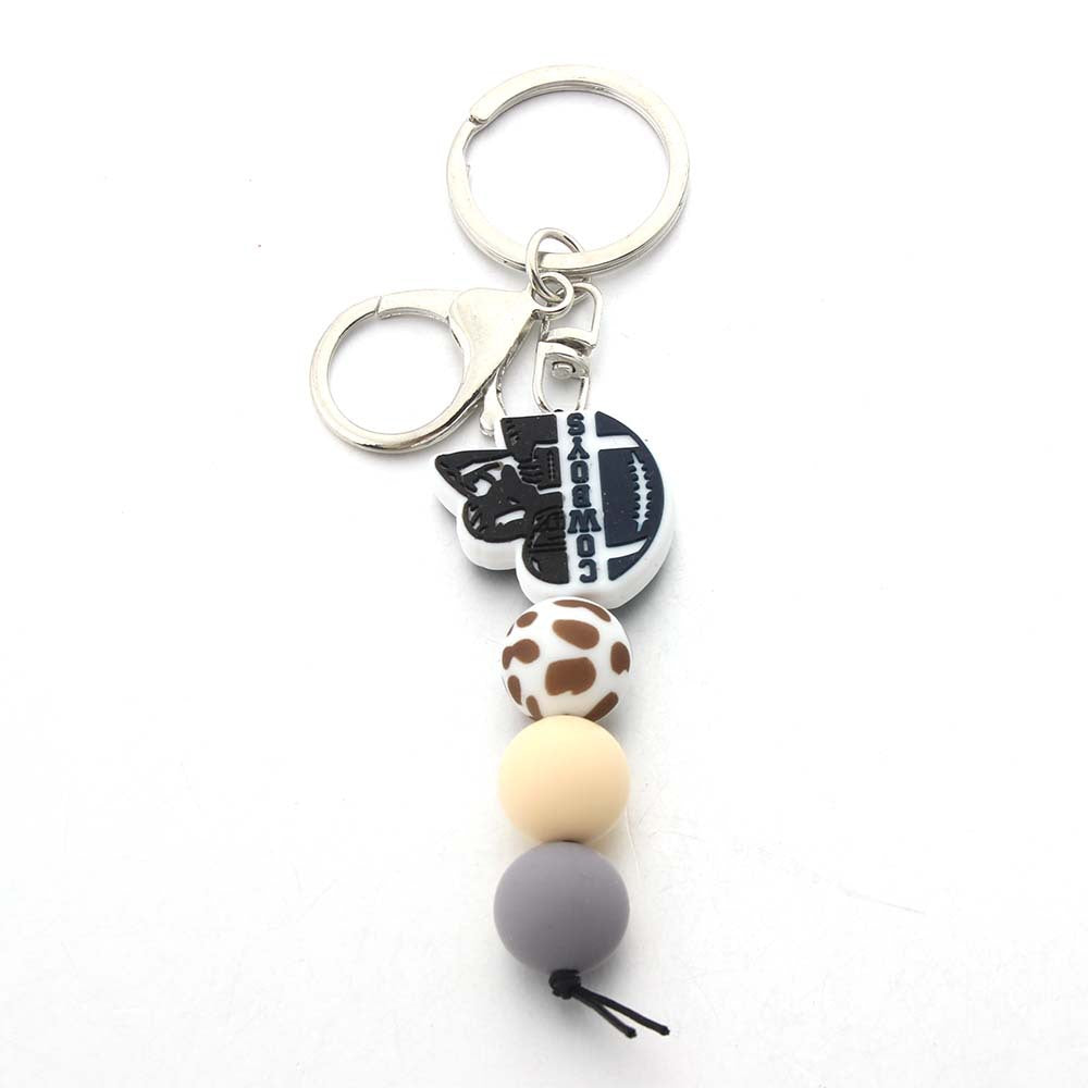 Wholesale Cow Tooth Hat Letter Silicone Bead Keychain