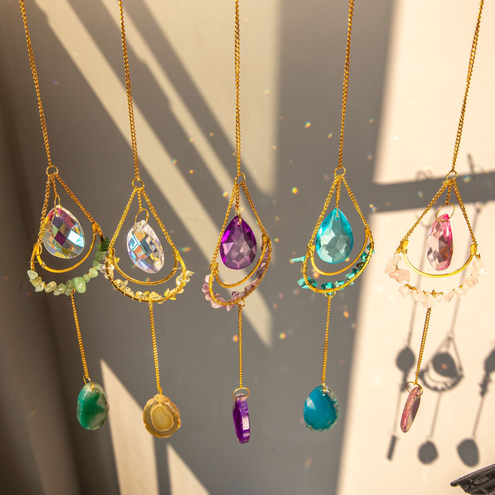 Wholesale Suncatcher Natural Agate Crystal Prism Decoration