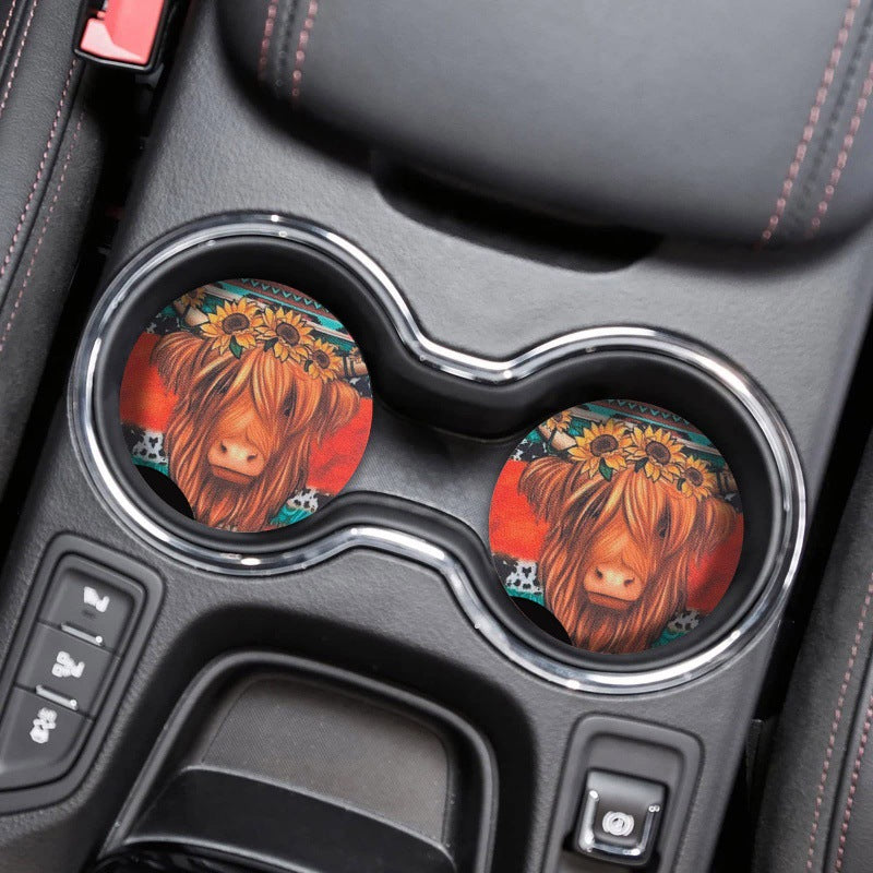 Wholesale New Highland Cattle Car Wooden Coaster