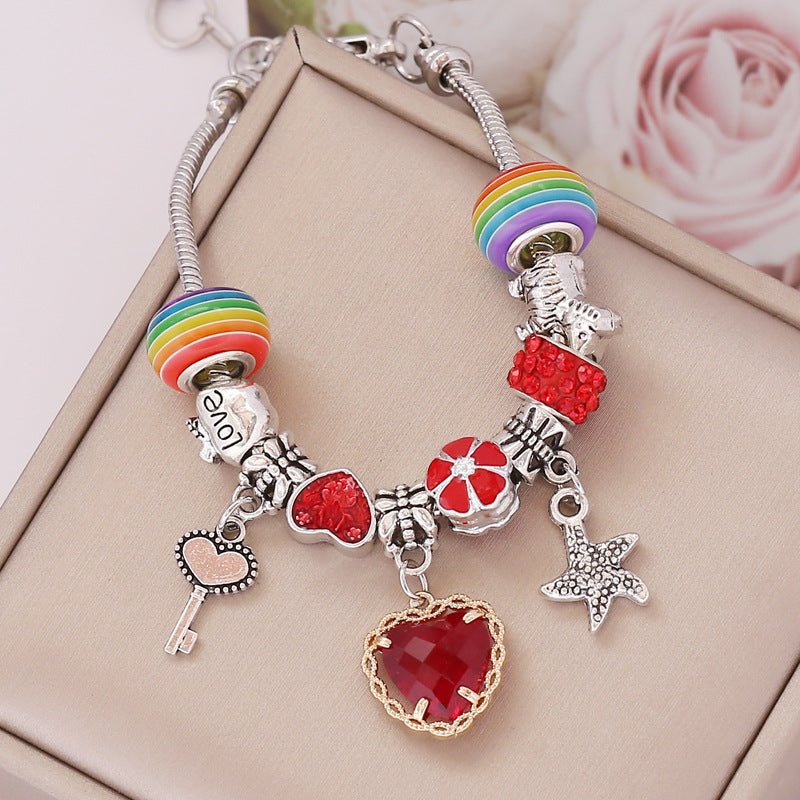 Pulsera de aleación de vidrio de cristal de amor al por mayor DIY