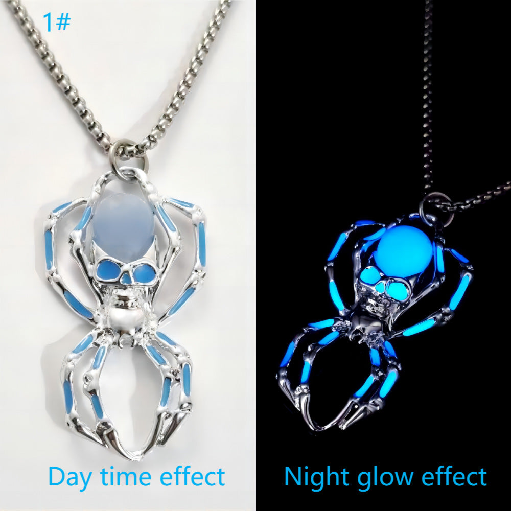 Wholesale Spider Skull Halloween Night Light Necklace