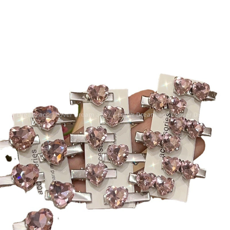 Wholesale Pink Love Rhinestone Hair Clips