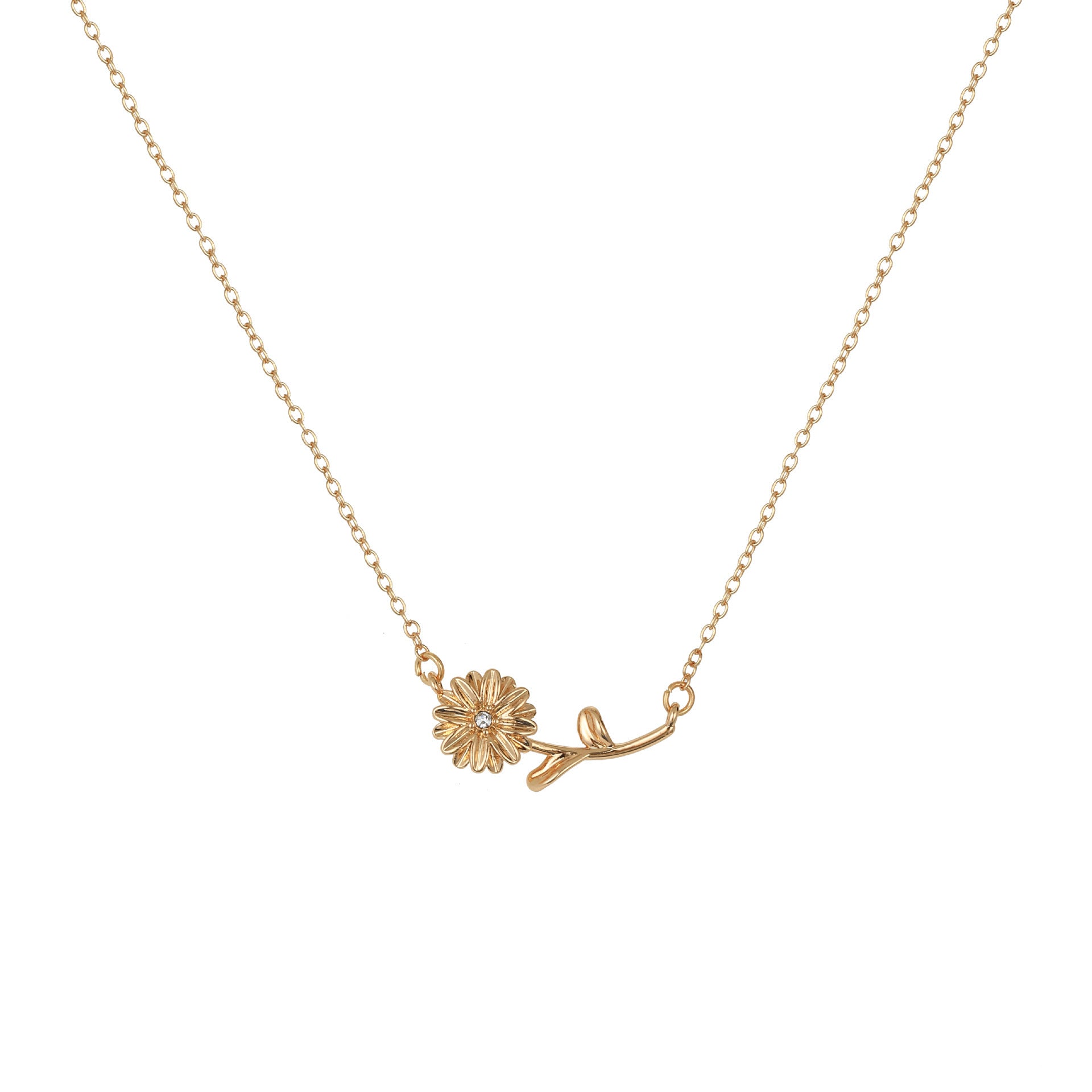 Wholesale 3D December Birth Flower Pendant Necklace Gold Plated Copper Decorative Jewelry Accessory