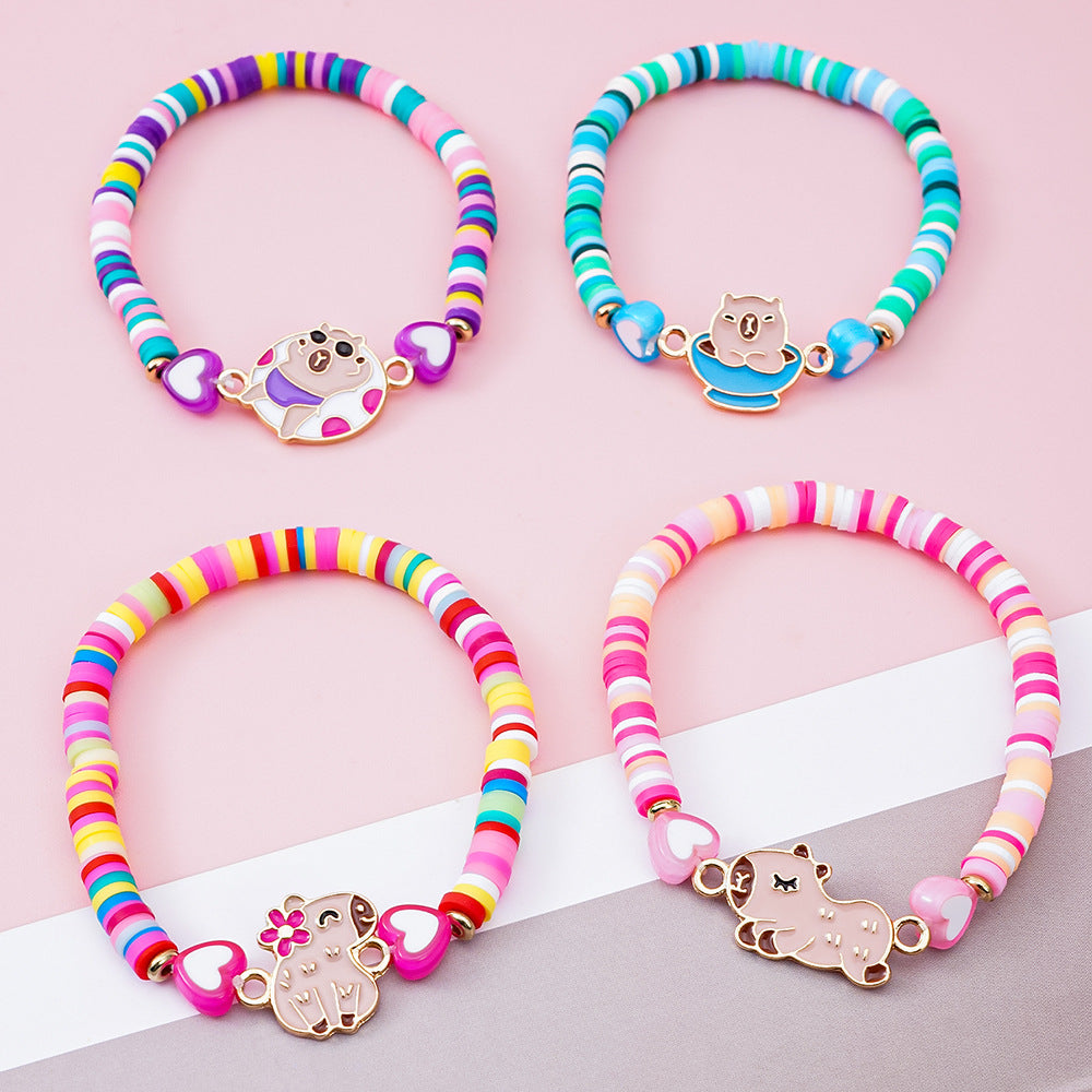 Wholesale Cartoon children' s soft y handmade bead bracelet