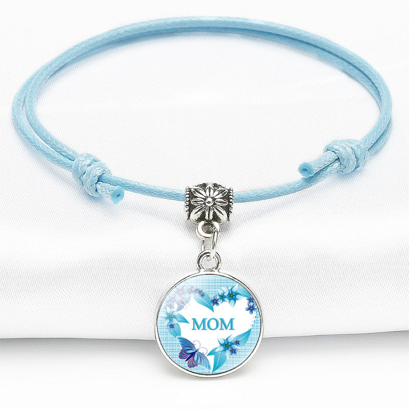 Wholesale Color MOM Series Time Gemstone Leather Bracelet