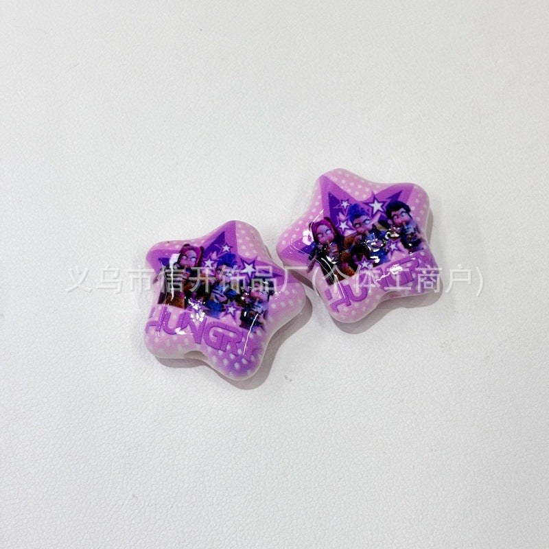 Wholesale 200pcs/pack Cartoon print five-pointed star ballpoint pen with perforation OLY Exclusive