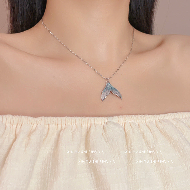 Wholesale Colorful blue and purple fishtail necklace