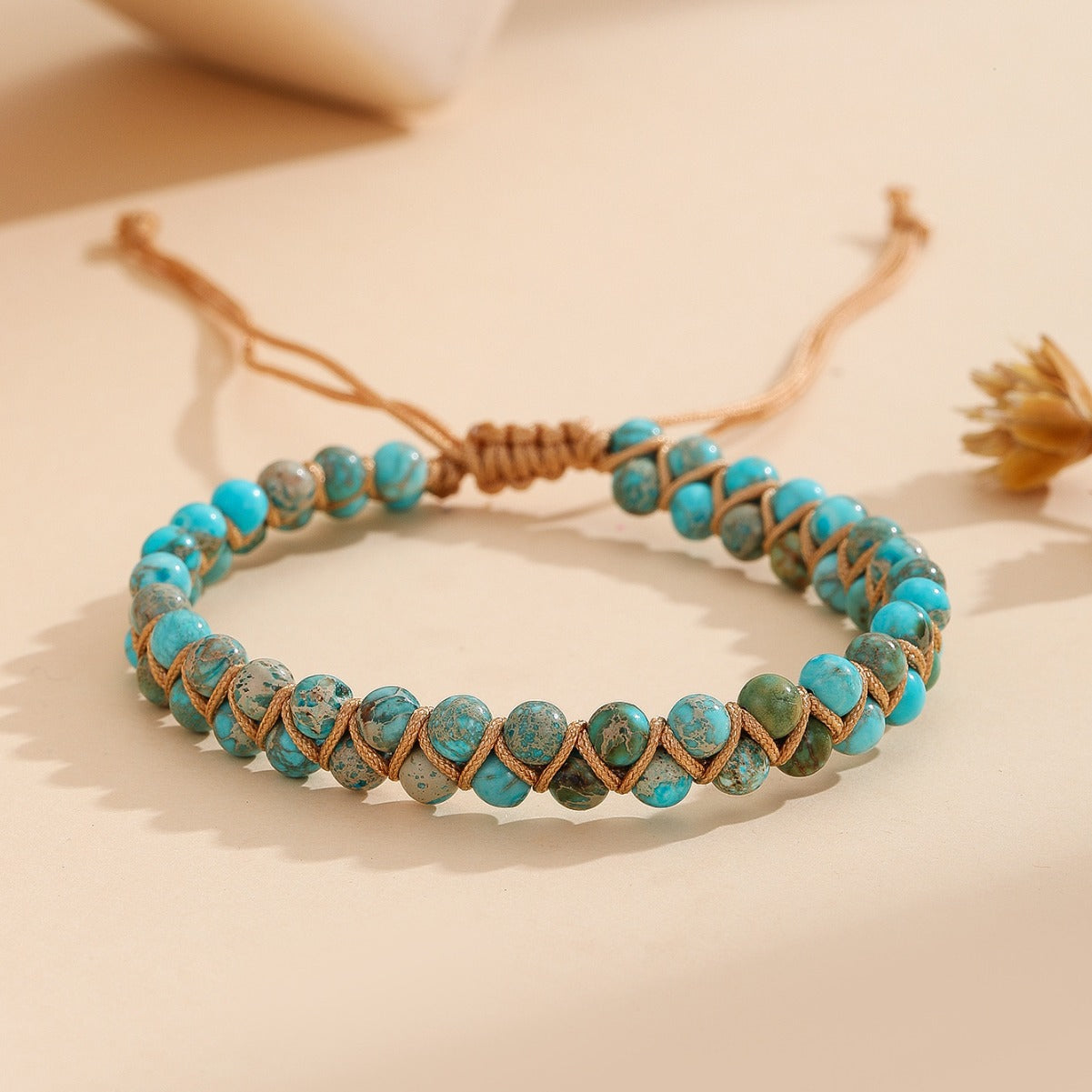 Wholesale Hand Woven Turquoise Natural Stone Double Bracelet