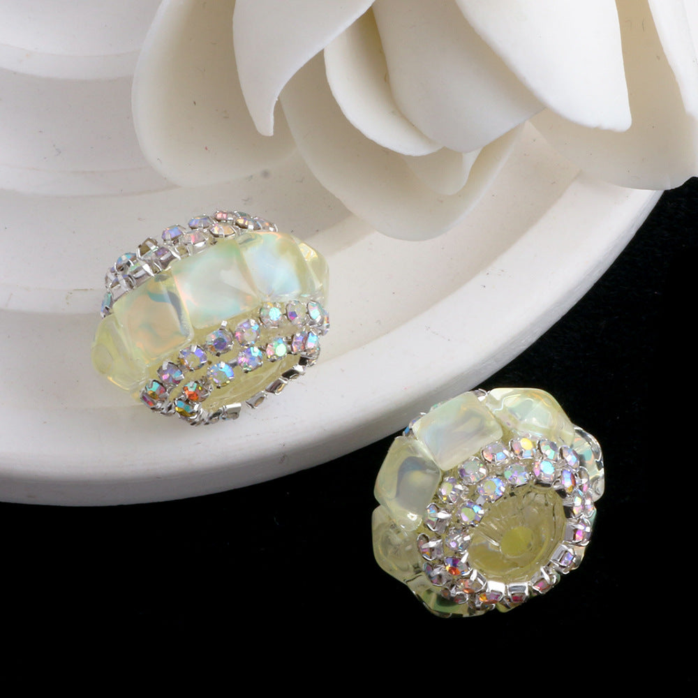 Wholesale 10pcs Square cat's eye flat beads can be worn straight hole beads DIY