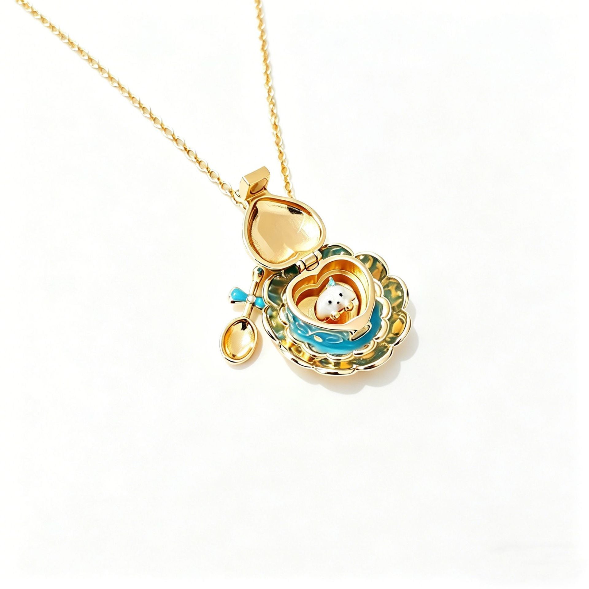 Wholesale Copper Electroplated Teacup Necklace Sweet Fashion Accessory For Girls Birthday Gift