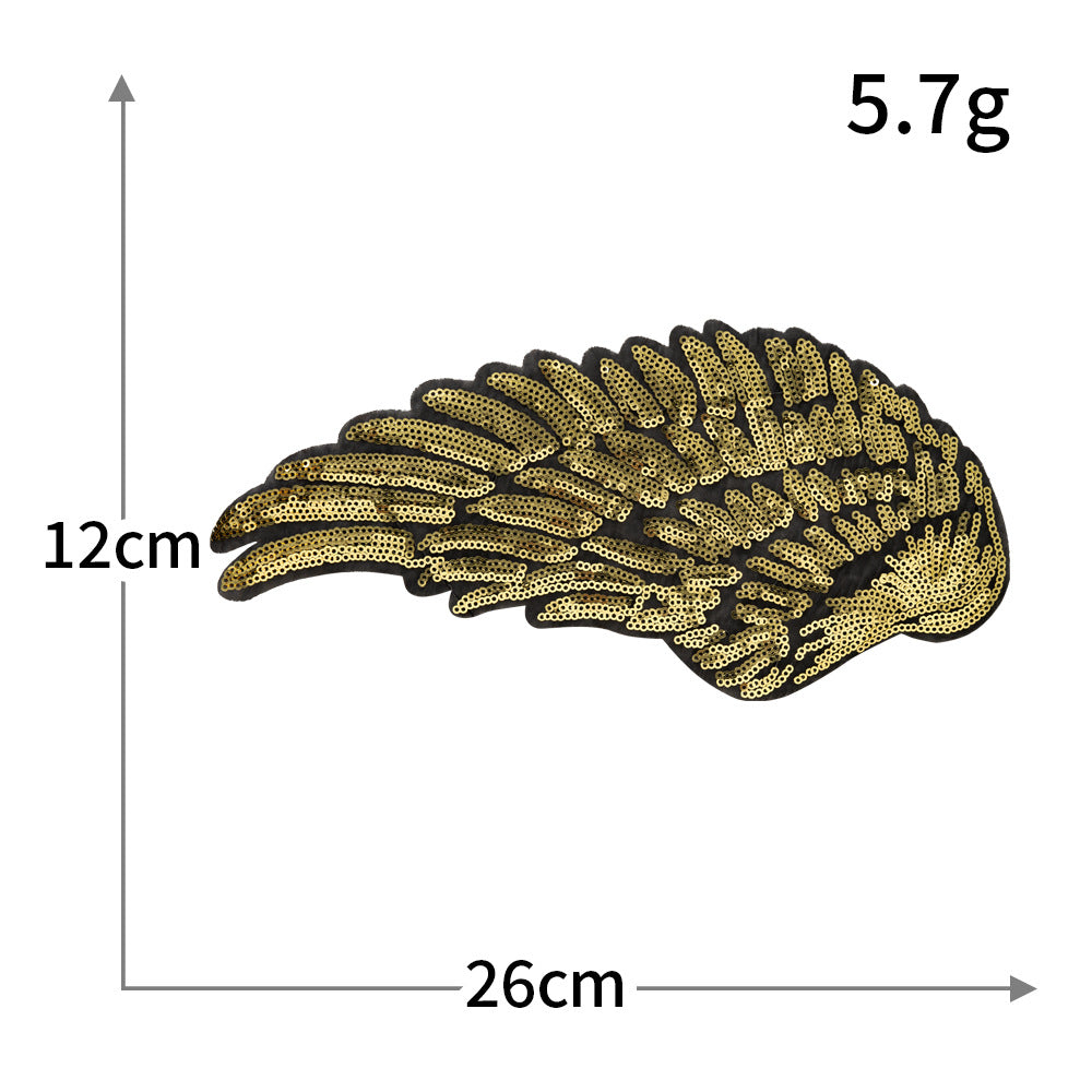 Wholesale Large Gold Silver Sequin Angel Wing Embroidered Fabric Patch Applique Decorative Clothing et Fashion Accessory For Gift And Resale