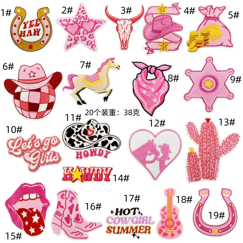Wholesale Pink Western-style Cartoon Embroidery DIY patches