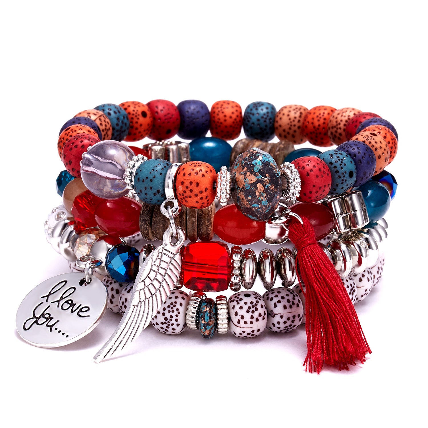 Wholesale Bohemian Wings Tassel Rice Beads Beaded Bracelet