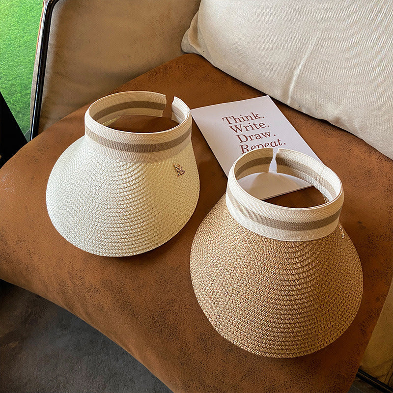 Wholesale Straw cap with hollow top and no headband Sun protection sun hat