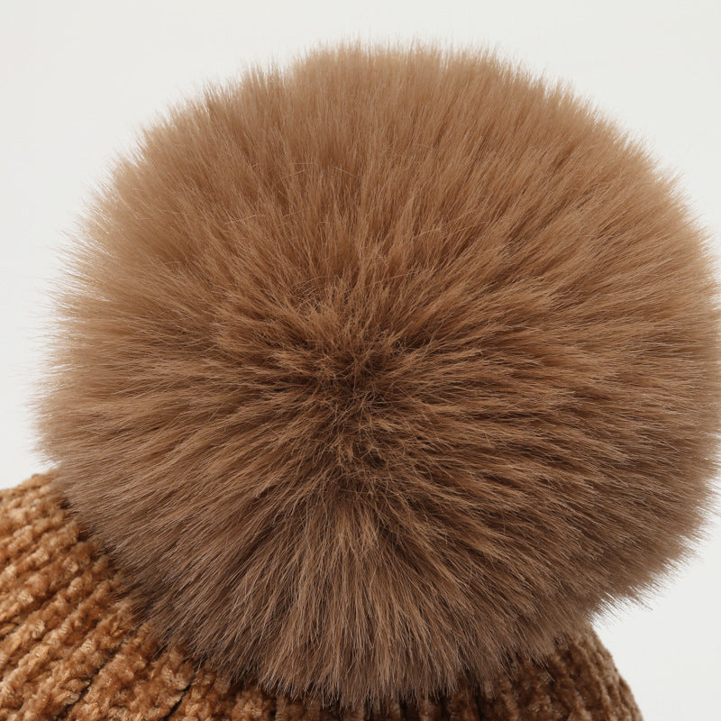 Wholesale of New Winter Plush and Warm Cute Fur Ball Wool Hats