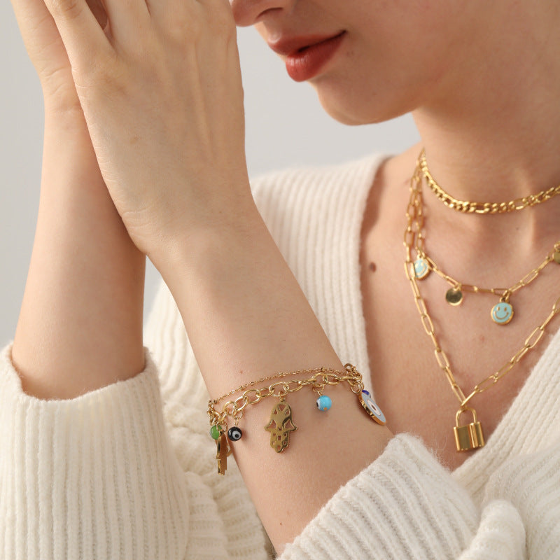 Wholesale Devil Eye Electroplated Metal Bracelet