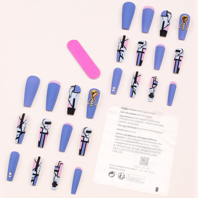 Geometría larga al por mayor pegatinas de uñas marmbling