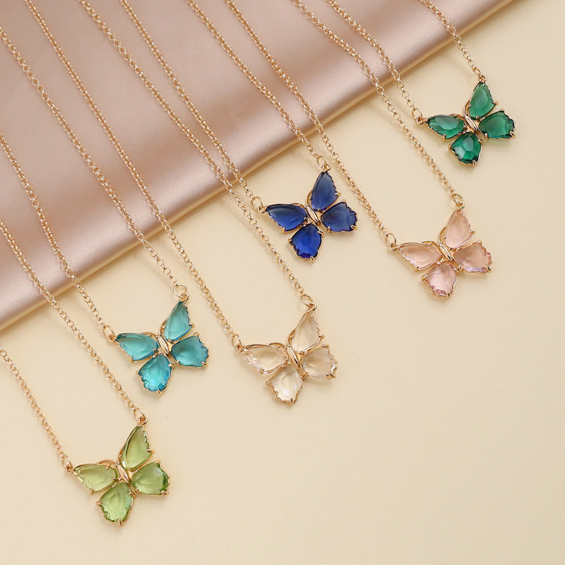 Wholesale Multicolor Zircon Butterfly Necklace