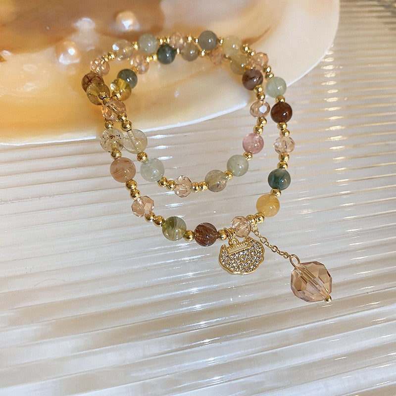 Wholesale Pearl Natural Stone Double Wrap Stretch Bracelet