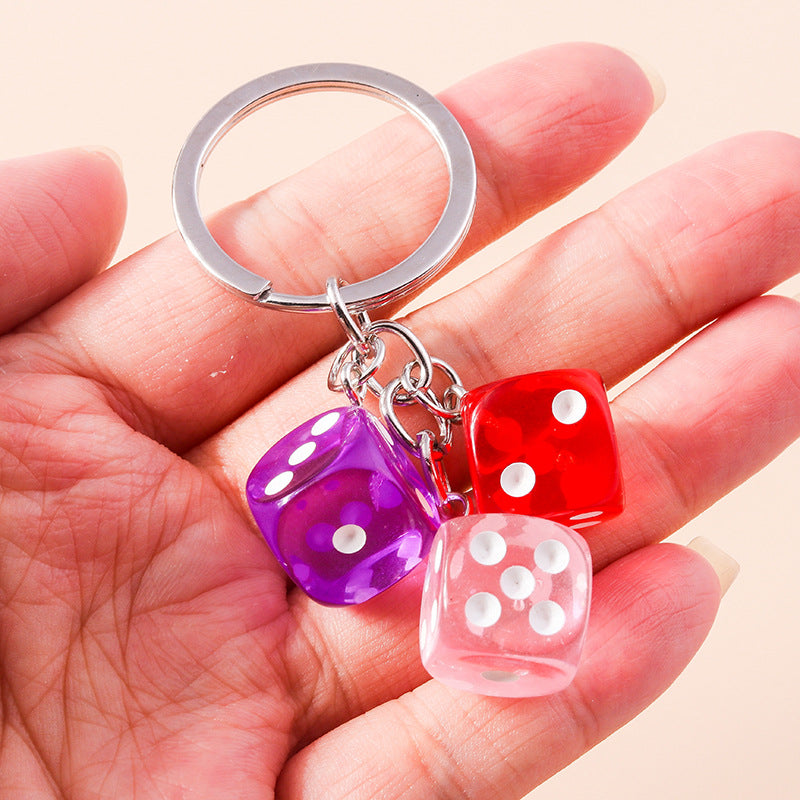 Wholesale Resin Geometry Square Dice Keychain