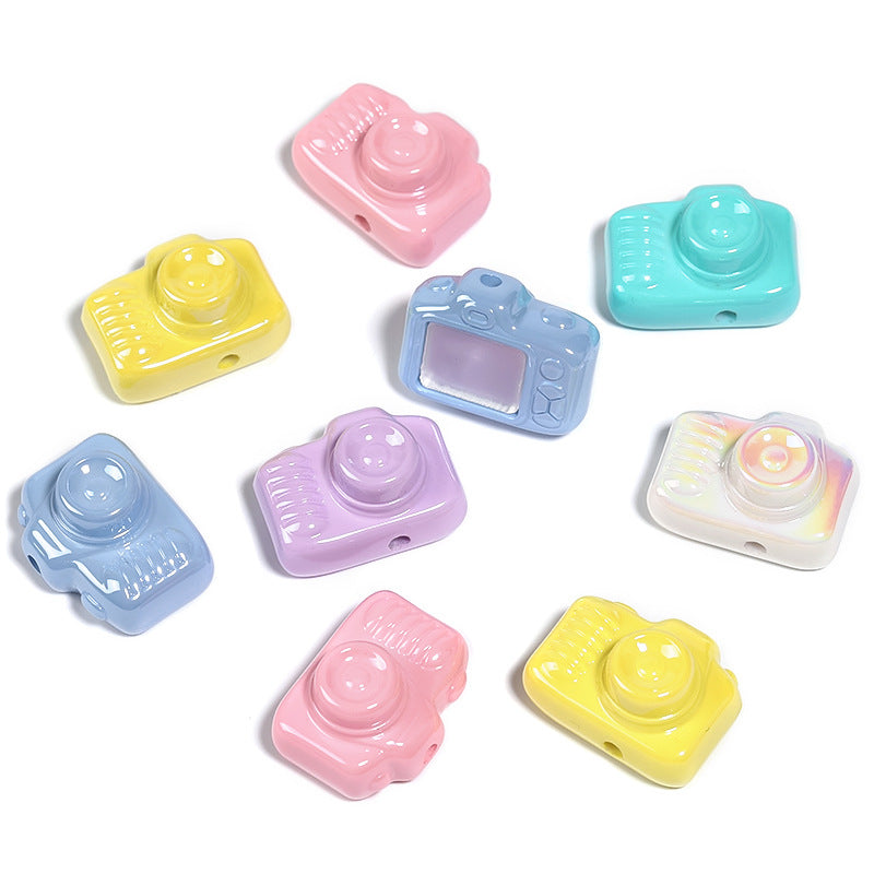 Wholesale 50pcs  Acrylic Cream Camera Beaded with Mirror