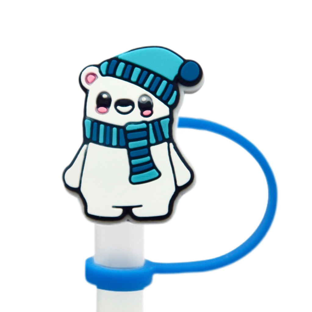 Wholesale 10pcs Winter Series Straw Cap Straw Sleeve Straw Tube Cap