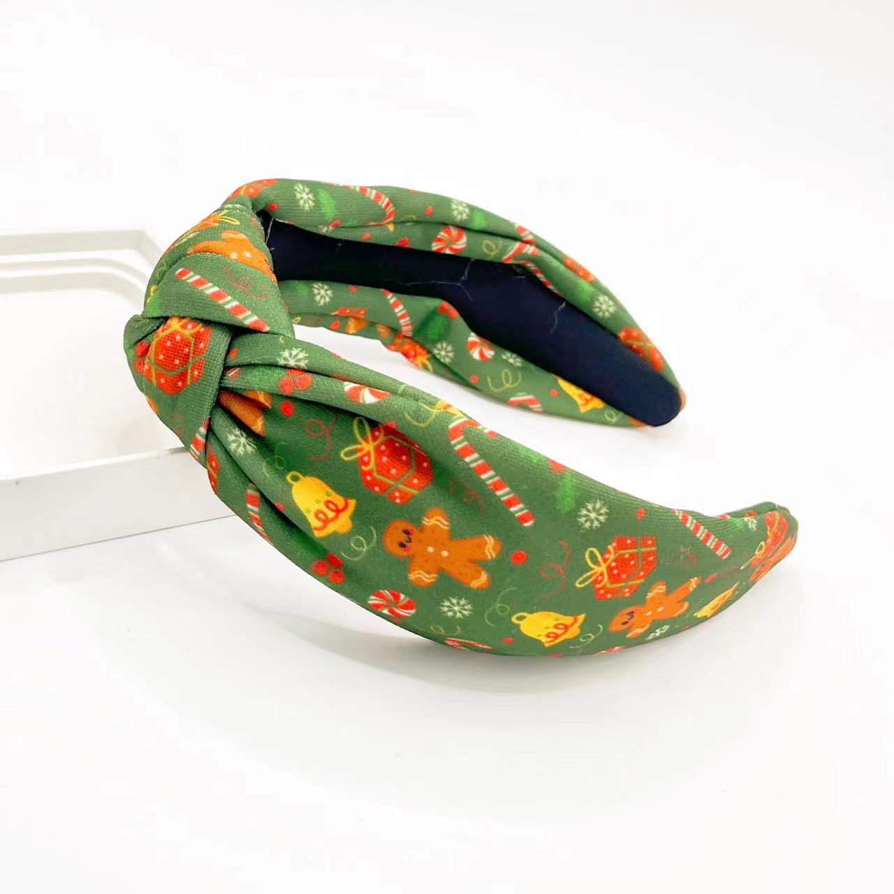 Wholesale Christmas Knot Printed Fabric Headband