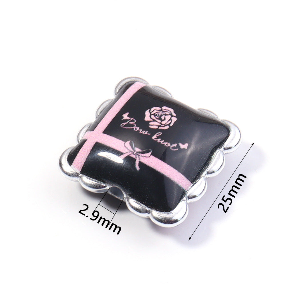 Wholesale 10pcs simple stroke printing Mantou Acrylic Beads