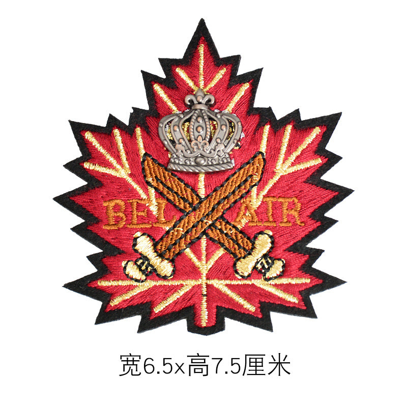Wholesale Trendy Embroidered Beaded Bee Maple Leaf Shield Brooch Badge Pin For Women Clothing Bag Shoe Hat Decoration