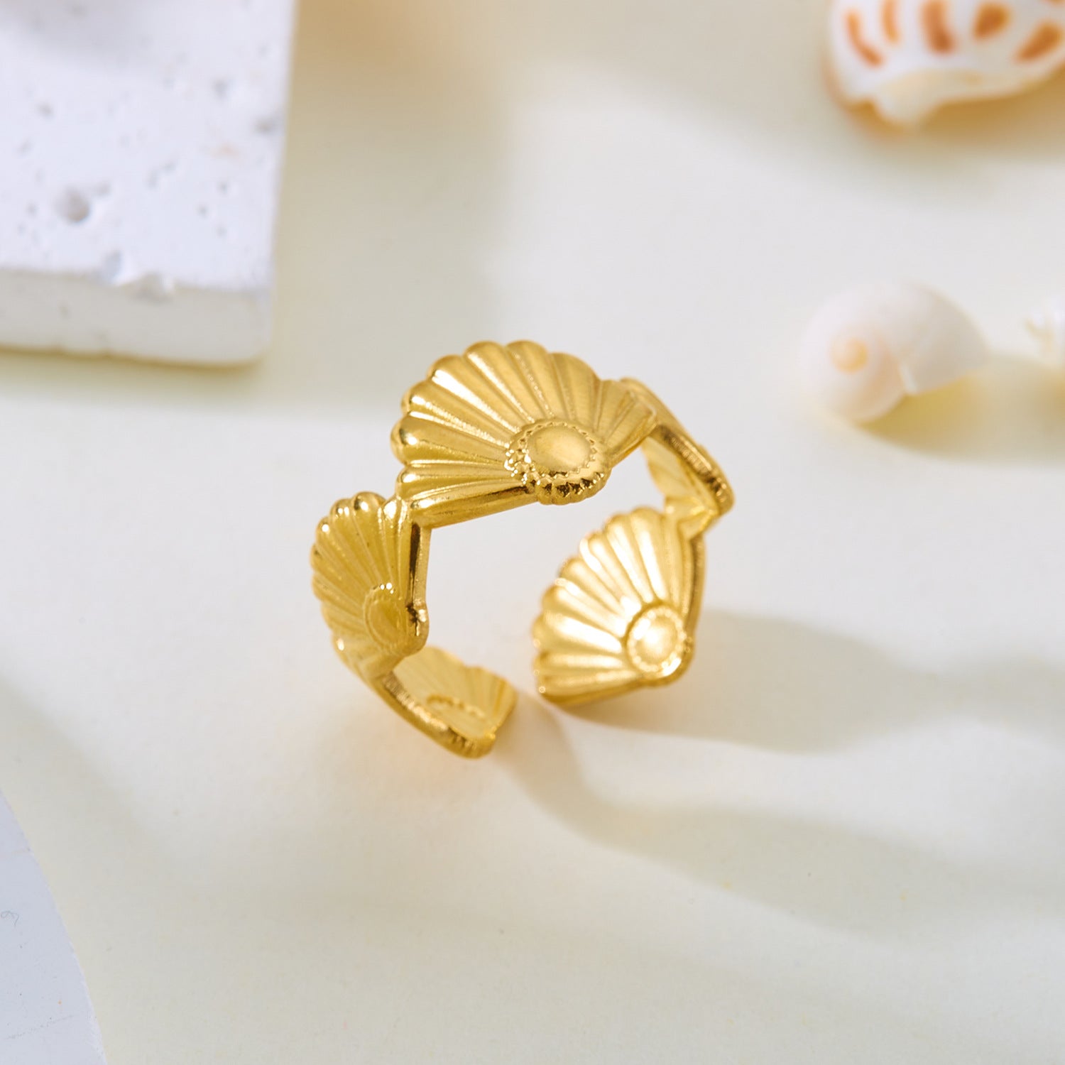 Wholesale Real gold electroplated non-fading butterfly shell starfish versatile ring