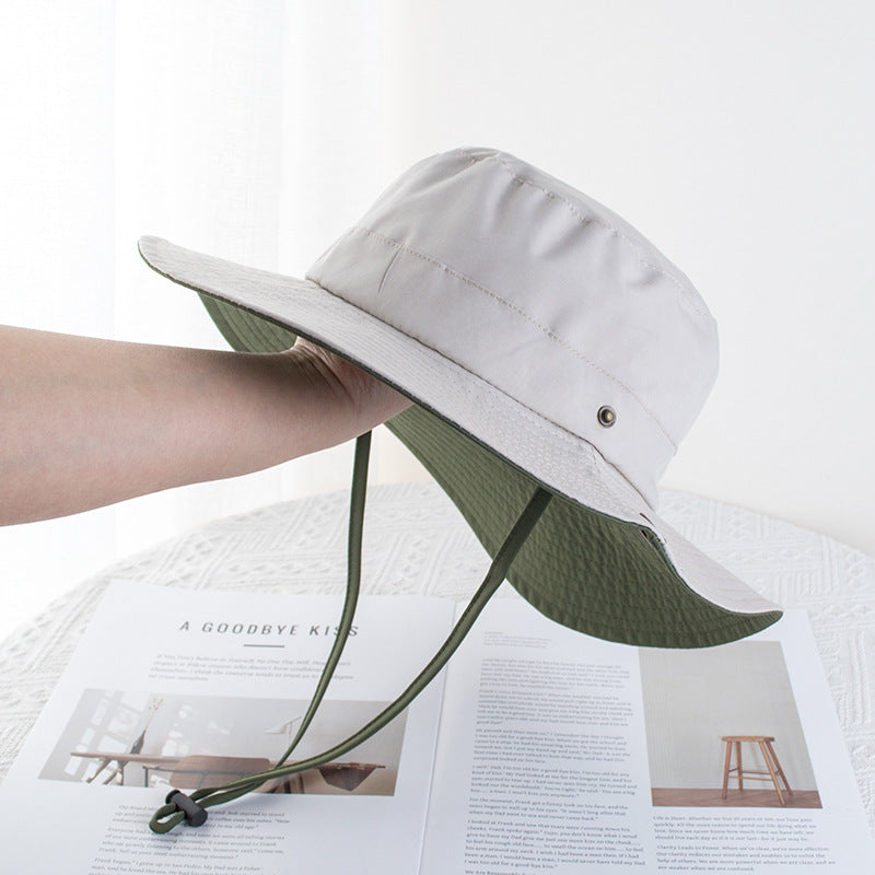 Wholesale Color Matching Drawstring Quick-drying Fisherman Large Brim Sun Hat