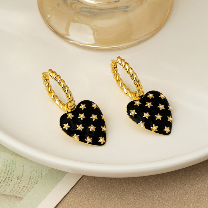 Wholesale Multiple heart-shaped pearl inlaid earrings