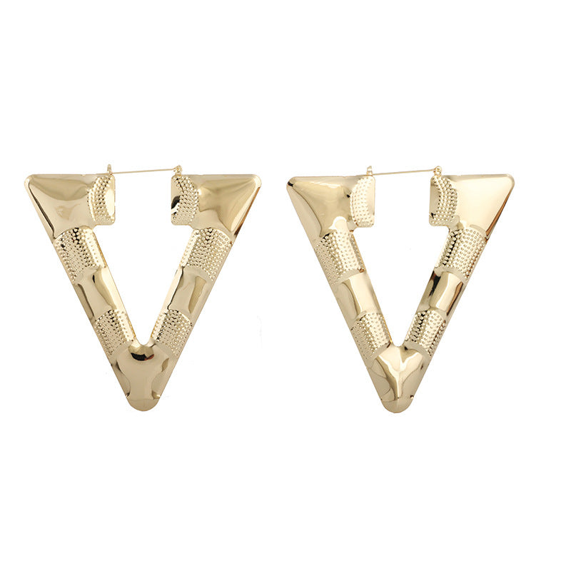 Wholesale Triangle Irregular Metal Slub Copper Earrings