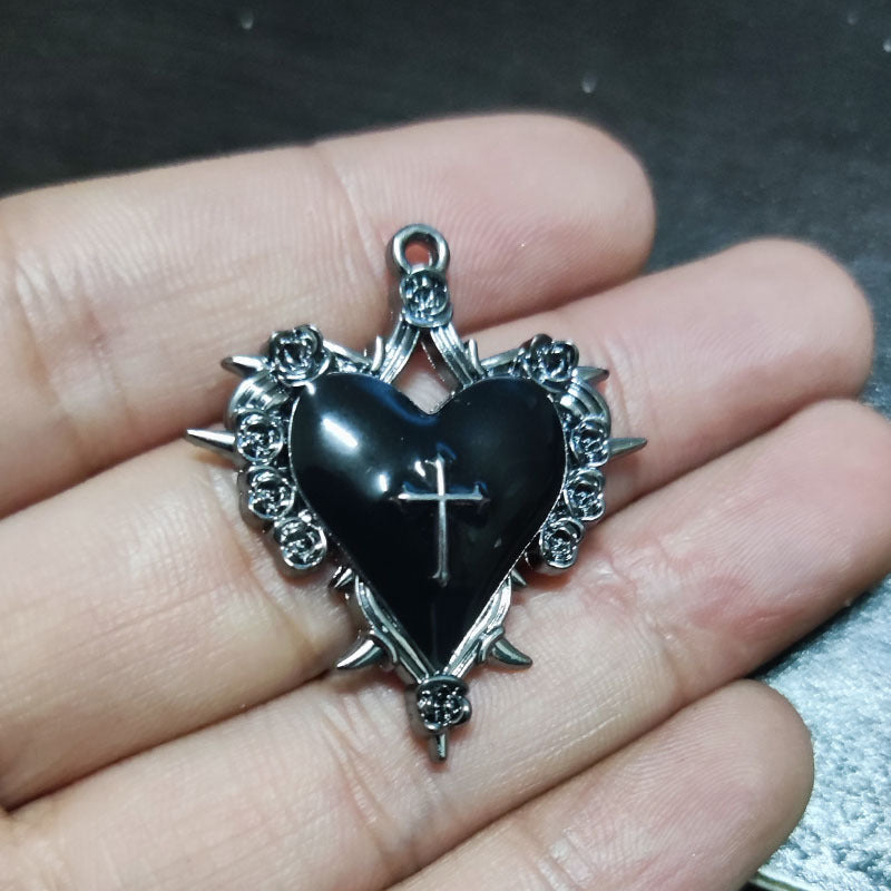 Wholesale Dark Gothic Rose Skull Spider Alloy Pendant