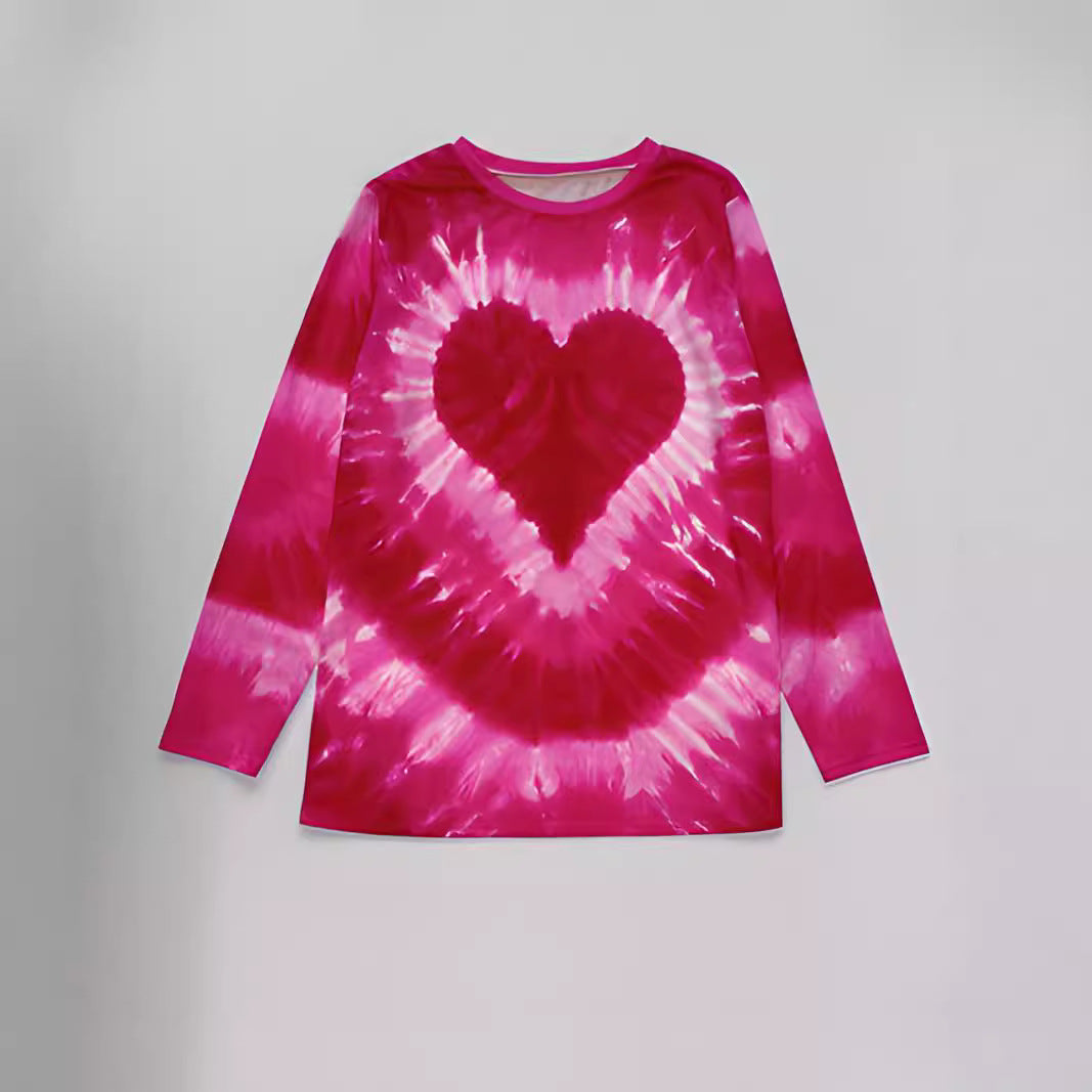 Wholesale Valentine's Day Women's Top Autumn and Winter Casual Printed Round Neck Long Sleeve T-Shirt