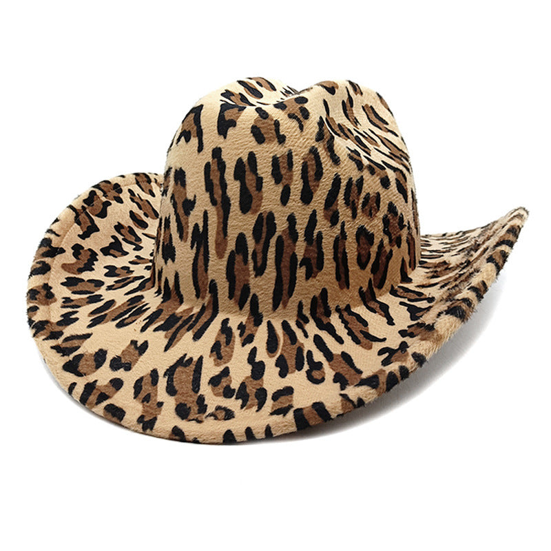 Wholesale Leopard print western cowboy hat cow print sun hat retro hat