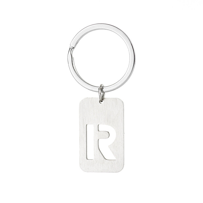 Wholesale Stainless Steel Creative Hollow 26 Letter Keychain