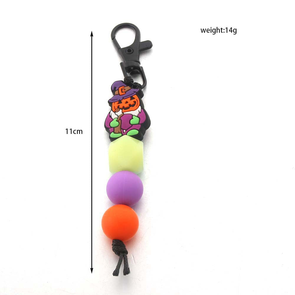 Wholesale Silicone Luminous Beaded Halloween Keychain