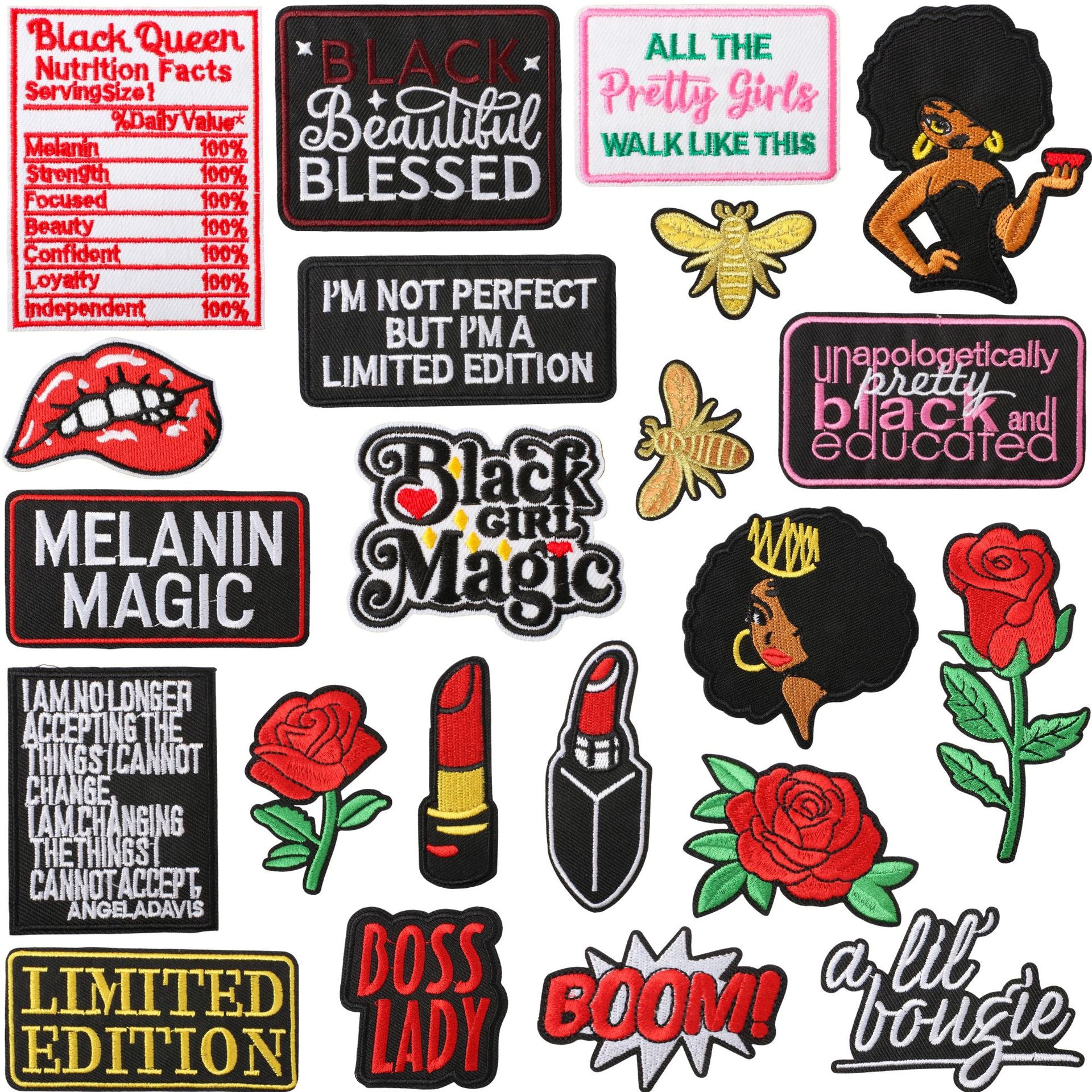 Wholesale Black Girl Magic Embroidered Iron On Patches Motivational Slogan DIY Clothing Decoration