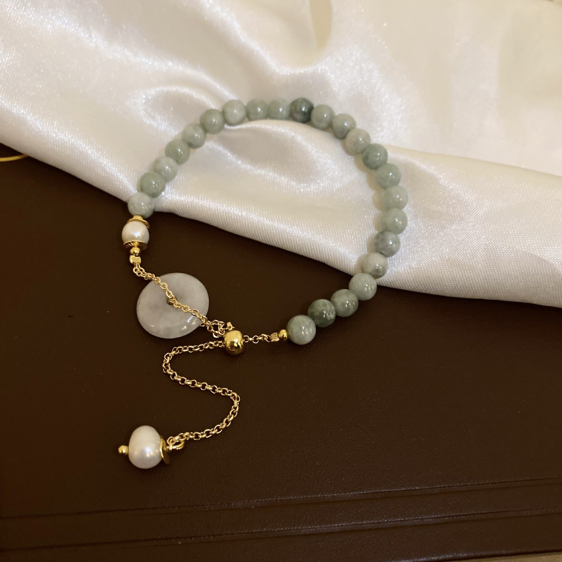 Wholesale Tide Elegant Pearl Crystal Jade Double Circle Bracelet Niche Personality Bracelet Fashion High Sense Bracelet