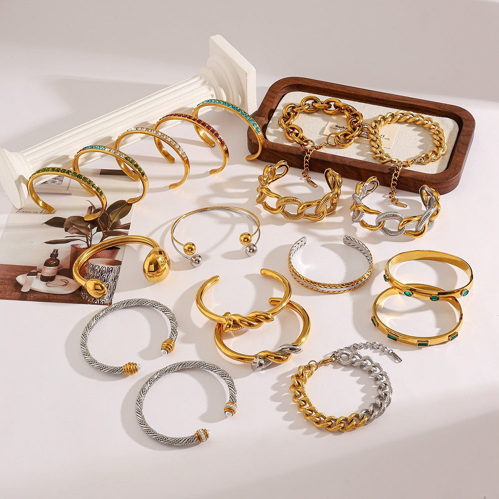 Wholesale Stainless Steel Steel Bracelet Non-Fading Oval Colorful Irregular Shape
