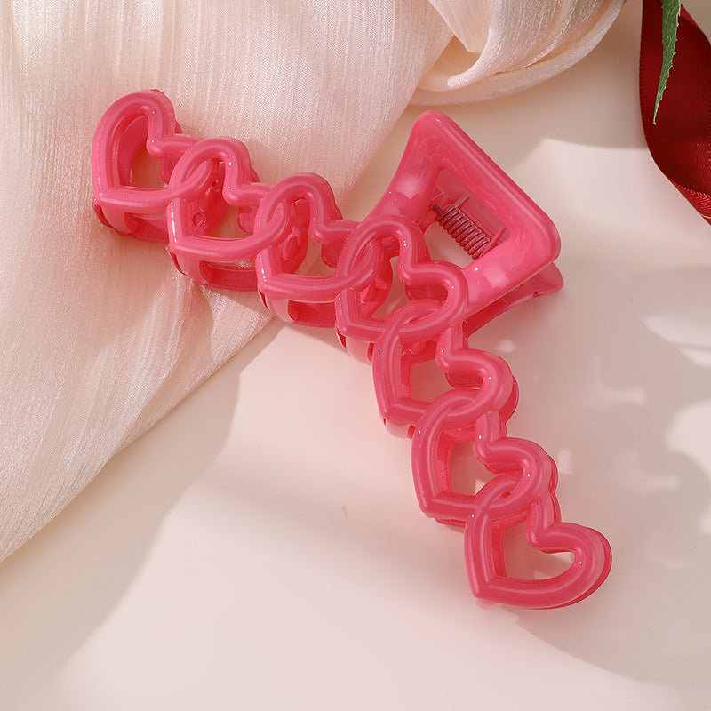 Wholesale Valentine's Day Girl Pink Love Sweet Cute Elegant Shark Clip Back of Head Hair Accessories Hair Clip