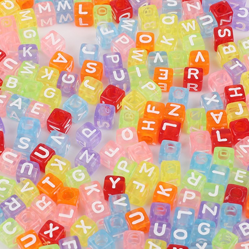 Wholesale 100pcs Acrylic Square Number English Alphabet Beads