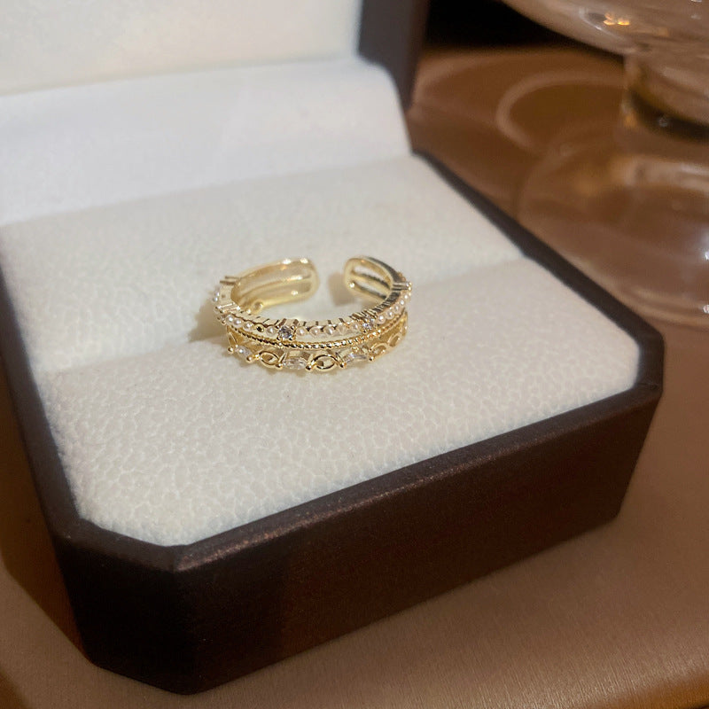 Wholesale Diamond Inlaid Zircon Geometric Opening Metal Rings