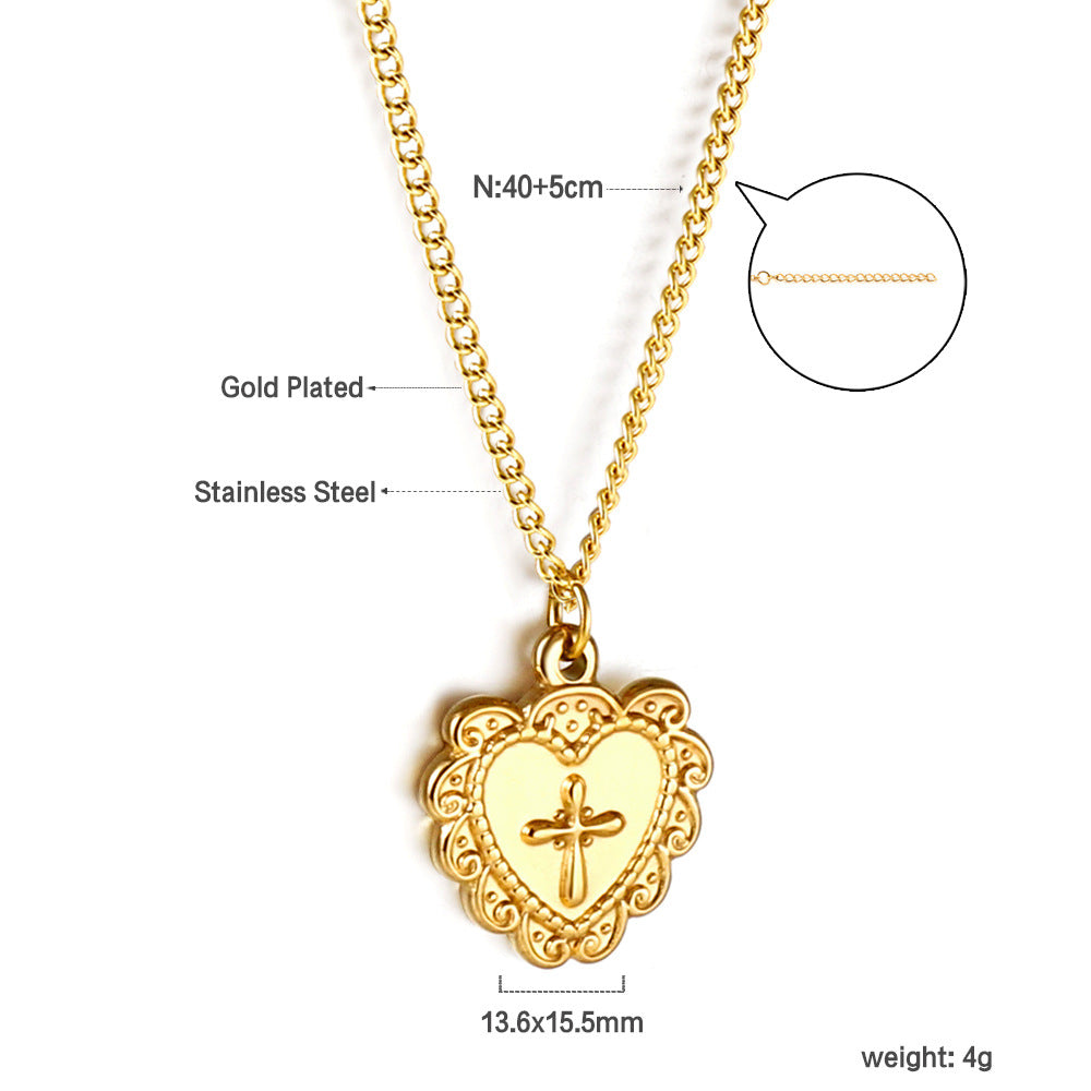 Wholesale 18k Gold-Plated Heart Pendant Stainless Steel Necklace