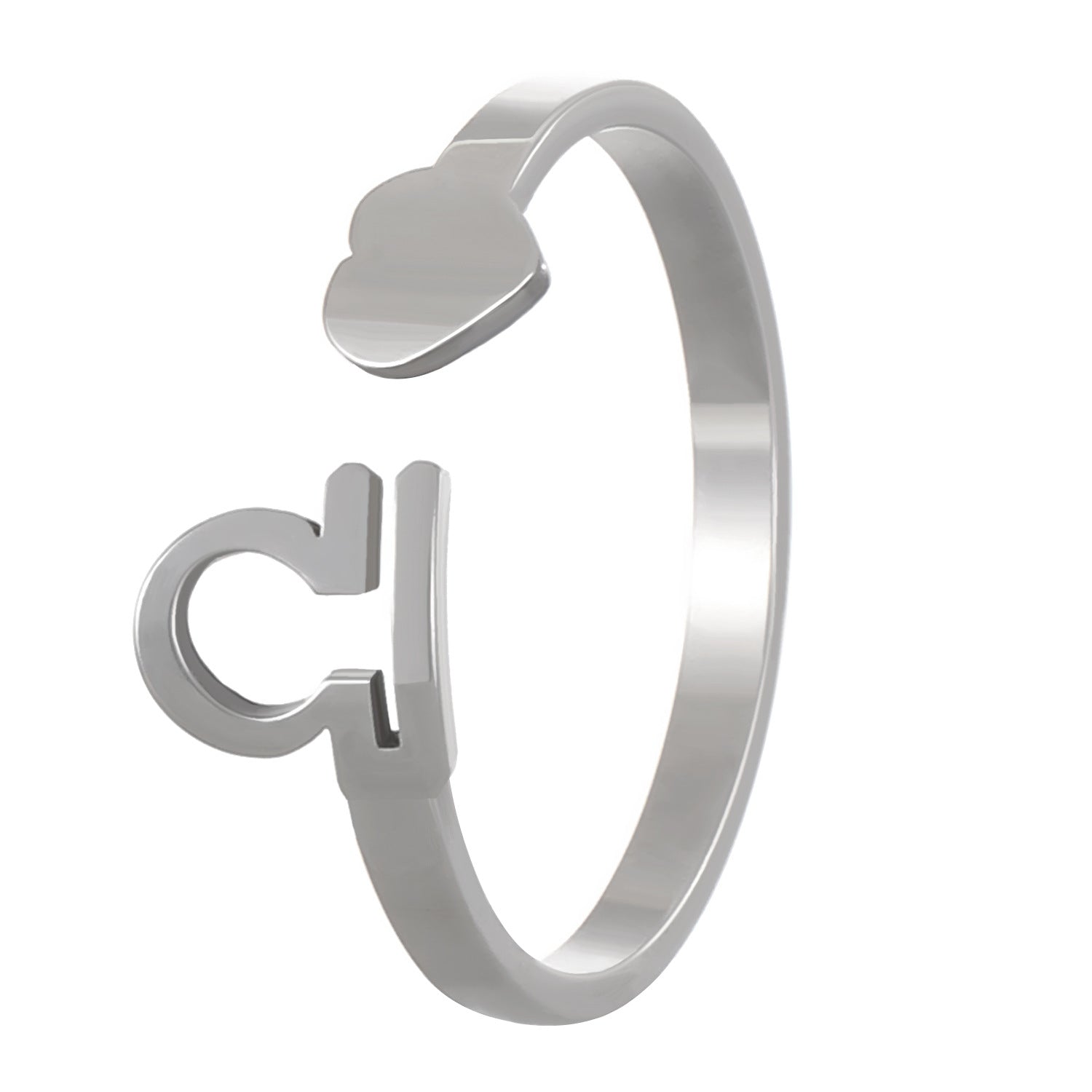 Wholesale Stainless Steel Twelve Constellations Three-dimensional Love Opening Adjustable Ring