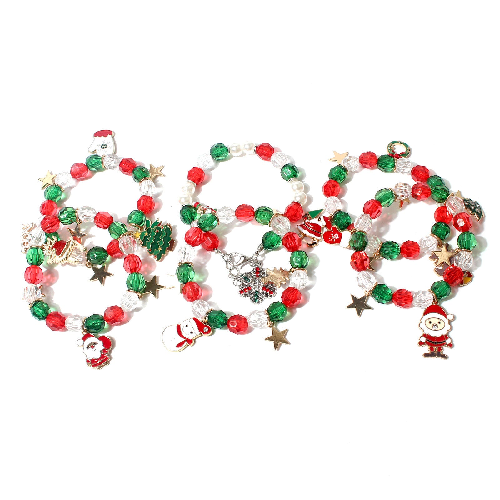 Wholesale Christmas Ornament Colorful Beads Beaded Bracelet