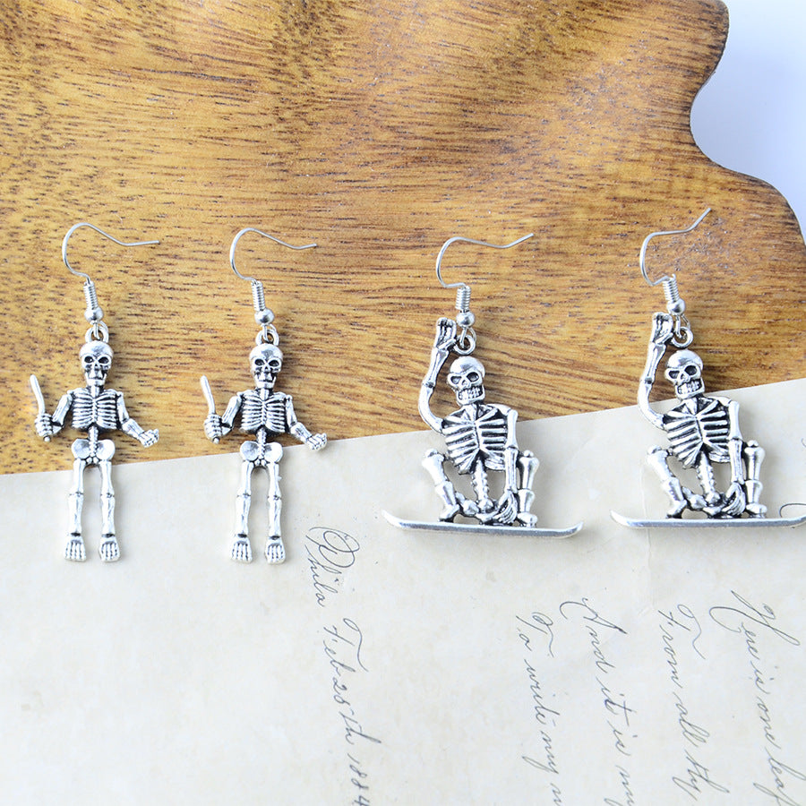 Wholesale Dark punk style skull shape earrings