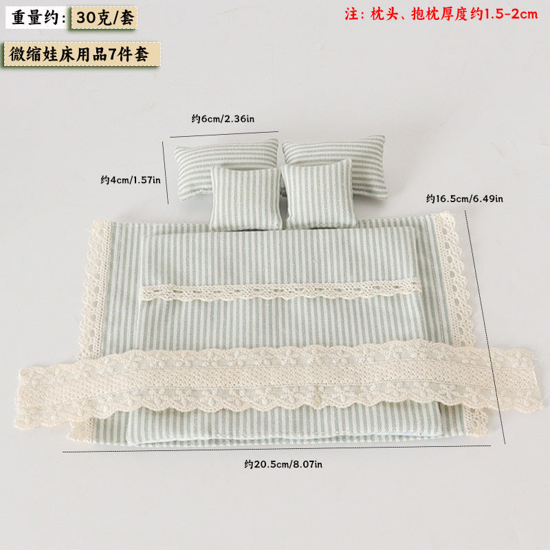 Wholesale 1: 12 Bedding Set Quilt Pillow Model Bedroom Scene Doll Accessories